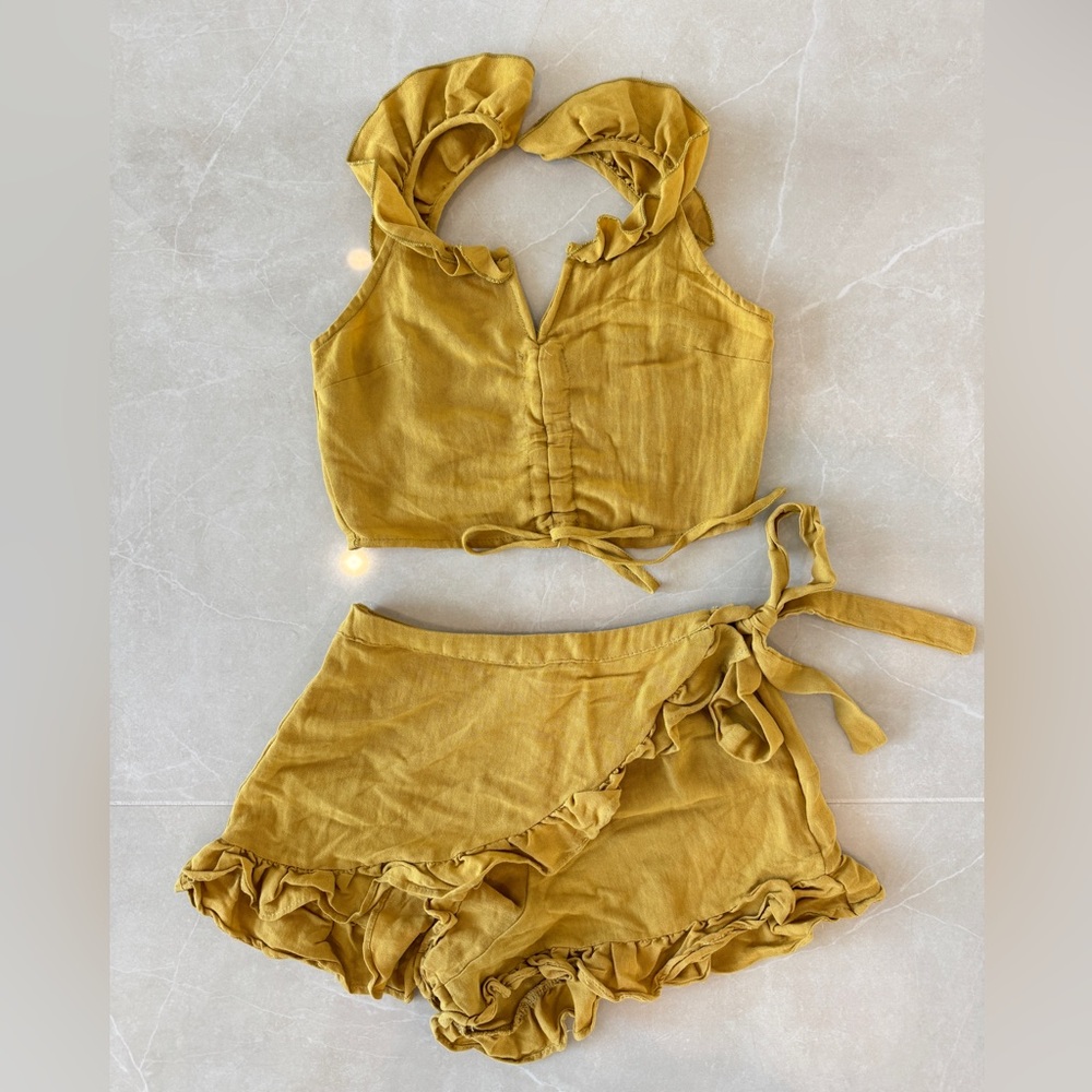 Fashion Nova Mustard Yellow 2 Piece Set